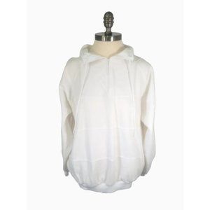 Retro Size L Club Q Pullover 1/4 Zip Lightweight Sweatshirt Ivory White